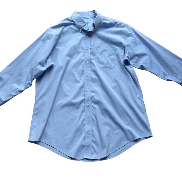 Brooks Brothers Size 17 1/2 - 35 Blue Slim Fit Non-Iron The Original Polo Shirt - Picture 1 of 16